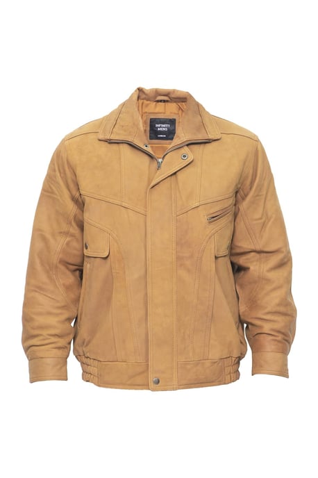 Mens Classic Harrington Bomber Leather Jacket-Minsk