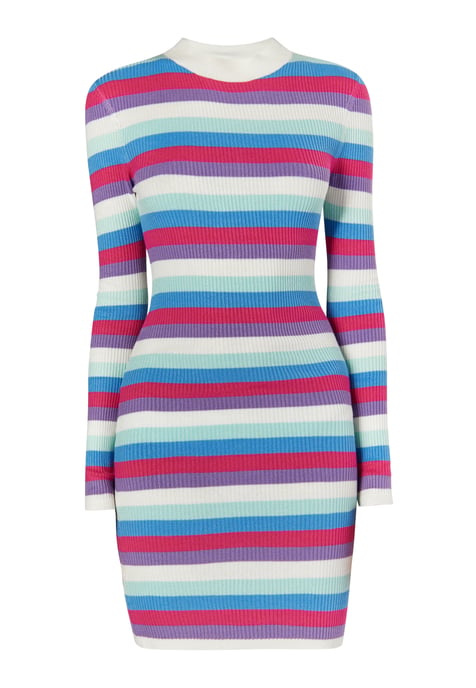 Mymo Gebreide jurk Dames Wol Wit Veelkleurig - Image 1
