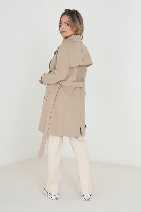 Stone 'Brandy' Double Breasted Short Trench Coat