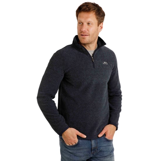 Weird Fish Heren Errill Textured Eco Friendly Quarter Zip Fleece Top (Marine) - Image 3