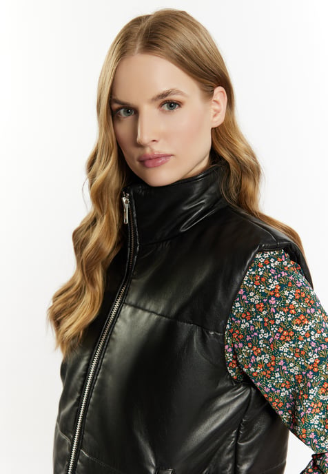 Dreimaster Leren vest Dames zwart - Image 5