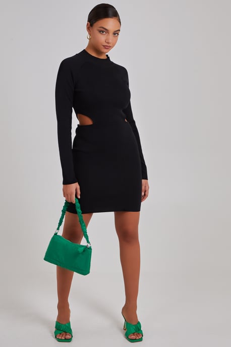 Side Cut Out High Neck Dress