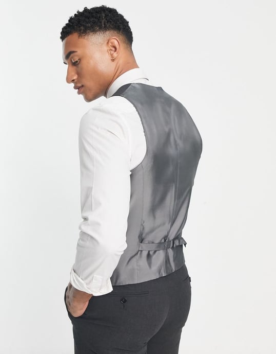 Noak 'Camden' slim premium fabric suit waistcoat in charcoal grey with stretch