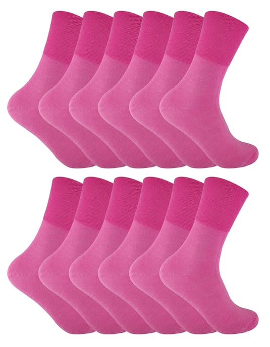 12 stuks sokken zonder elastiek thermo diabetessokken voor dames - Roze - Image 1