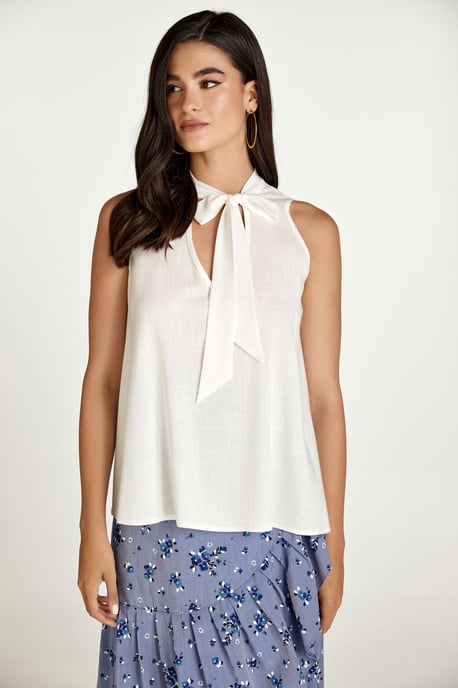 Ecru Tie Detail Sleeveless Top
