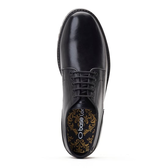 Base London Mens Halsey Waxy Black Derby Shoe