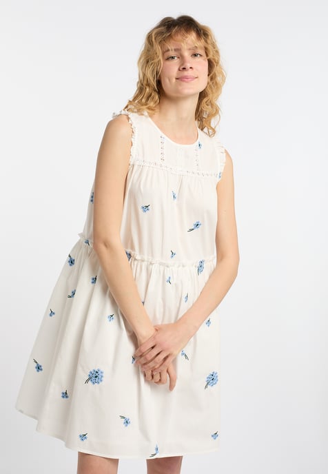 Dreimaster midi-jurk Dames Wol Wit Blauw - Image 3