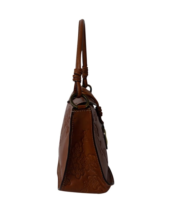 Valentino Garavani Flower Embossed Hobo Bag in Brown Leather - Image 3