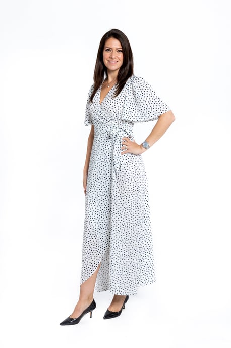 White Polka Dot Wrap Dress