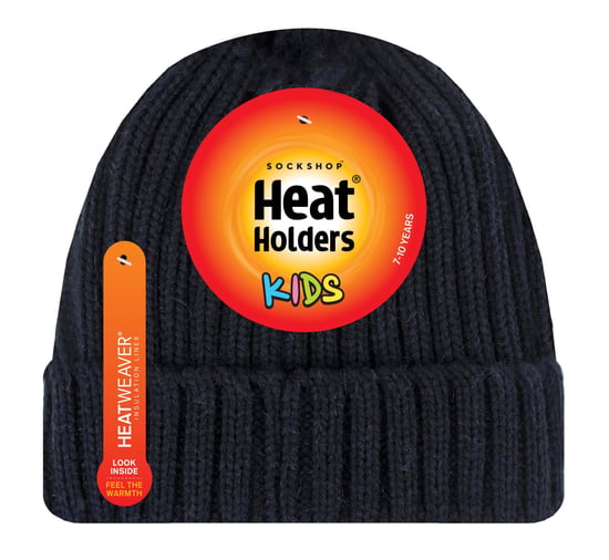 Heat Holders Dikke dikke geribbelde muts voor meisjes - Zwart - Image 2