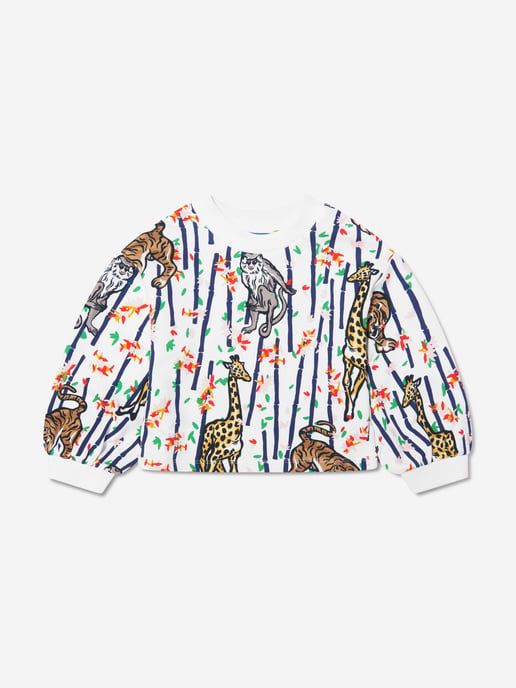 KENZO KIDS Girls Bamboo Jungle Sweatshirt in White