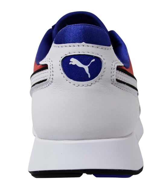 Puma RS-100 Sound White Leather Lace Up Mens Running Trainers 368025 01