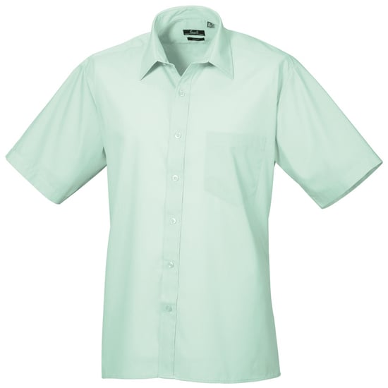 Premier Heren Korte Mouw Formele Poplin Gewoon Werk Shirt (Aqua) - Image 1