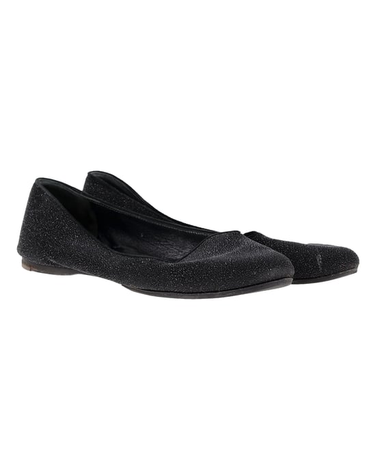 Saint Laurent Shimmering Flats in Black Glitter - Image 3
