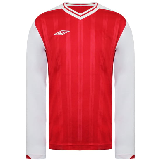 Umbro Long Sleeve V-Neck Red/White Kids Football Veloce Top 637679 A54