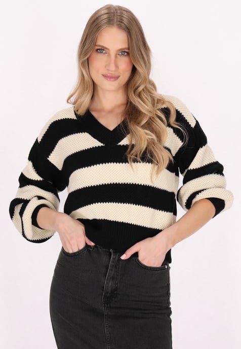 Dreimaster Jumper Dames Zwarte crème strepen - Image 3