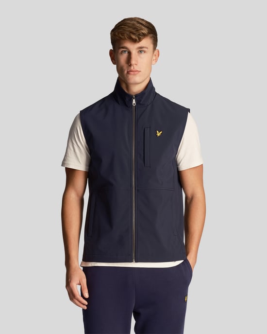 Lyle & Scott softshell marineblauw giletjack met logo - Image 1