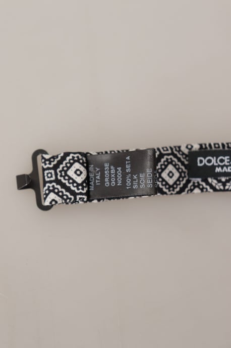 Dolce & Gabbana Zwart Witte 100% Zijde Verstelbare Nek Papillon Mannenstrik - Image 5