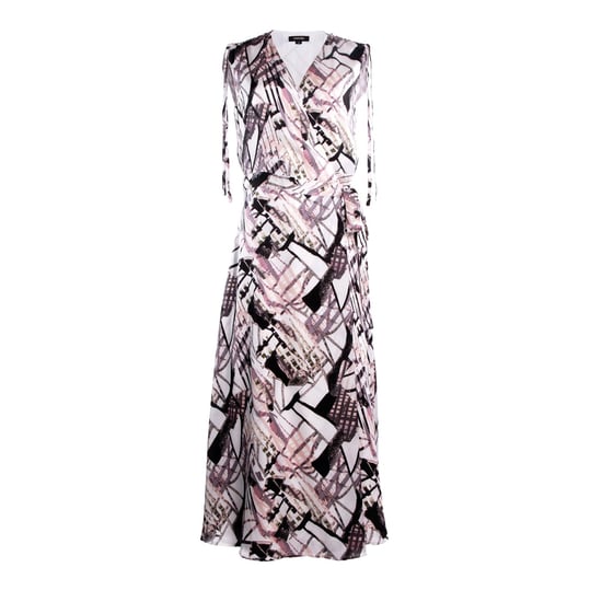 Geometrical Print Midi Wrap Dress