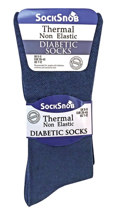Set van 3 sokken zonder elastiek thermo diabetische sokken voor heren - Blauw - Image 2