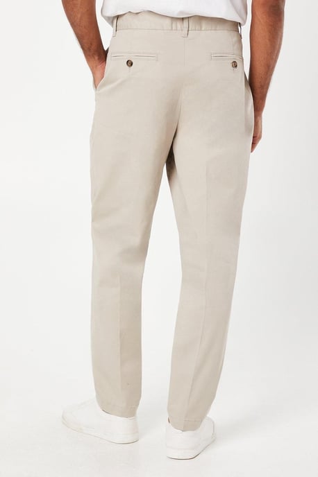 Burton Mens Beige Chino Trousers Cotton Blend Elastane Tapered Fit