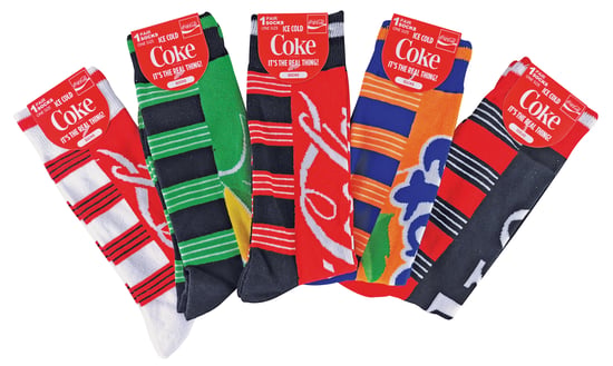 Coca Cola - 5-Pack Unisex Kleurige Gestreepte Fun Novelty Merklogo Katoenen Sokken voor Mannen en Vrouwen - CM549 - Image 2