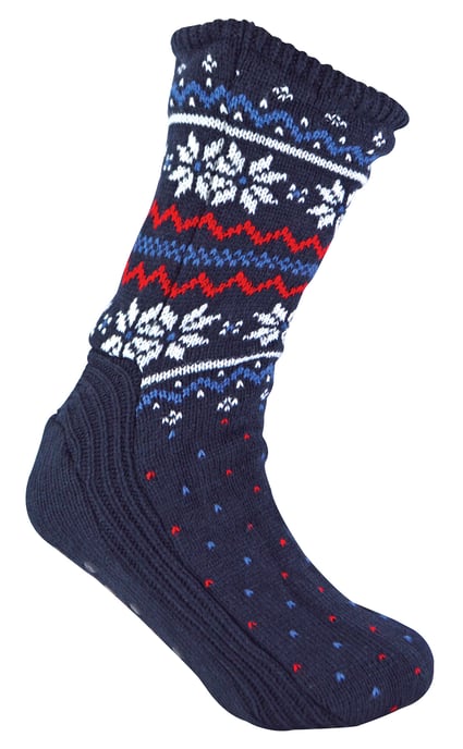 Winter warme kerstbootie-sokken voor heren - Marine Fairisle - Image 1