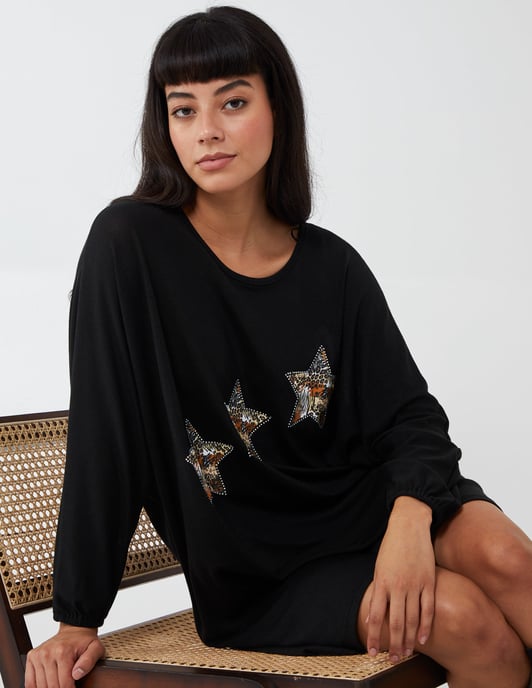 Hi-Low Hem Stars Print Top - Image 3