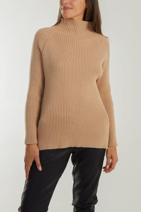 Double Hem Detail High Neck Jumper