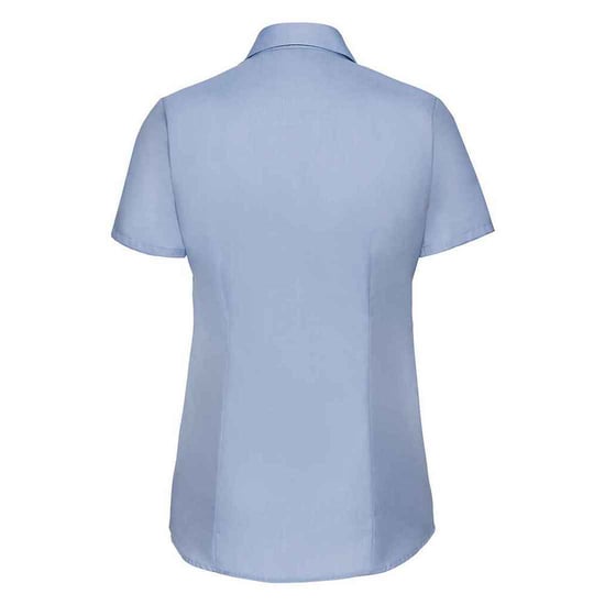 Russell Collection Shirt met korte mouwen in visgraatmotief voor dames/dames (Lichtblauw) - Image 2