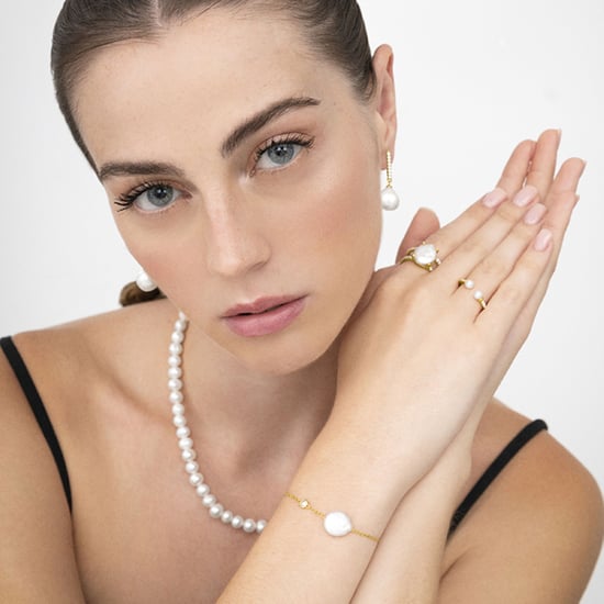 Luxenter Sterling Silver 925 earrings with white pearl finished in 18K yellow gold - Nolshu