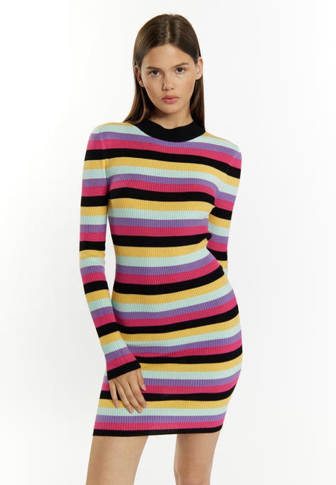 Mymo Gebreide jurk Dames Zwart Veelkleurig - Image 3