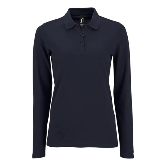 SOLS Dames/Dames Perfect Pique Poloshirt met Lange Mouwen (Franse marine) - Image 1