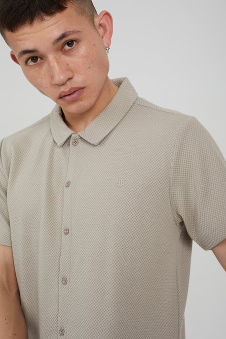 Pale Green 'Cadby' Short Sleeve Textured Shirt