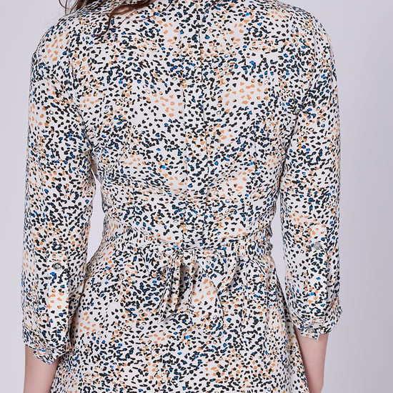 Minimalist printed tea dress and 3/4 sleeves