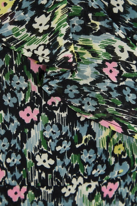 Multicoloured Floral Chiffon Midi Dress