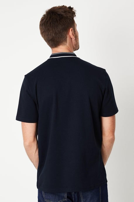 Jacquard Collar Zip Polo Shirt