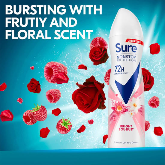Sure Women Antiperspirant 72H Nonstop Protection Bright Bouquet Deodorant 250ml, 3 Pack