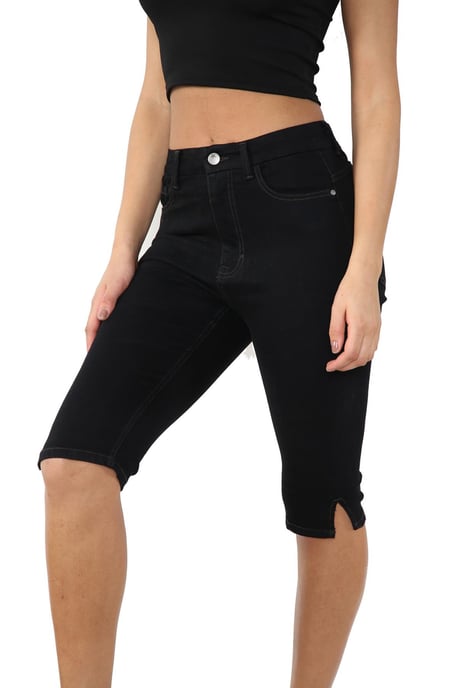MYT Magic Shaping denim short met hoge taille voor dames, zwart - Image 3