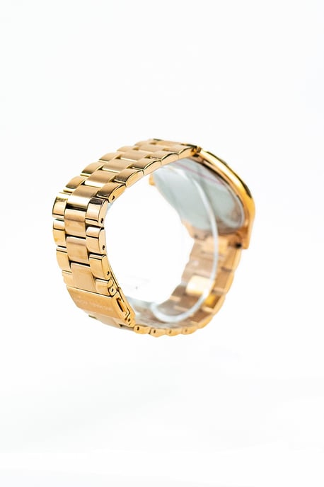 Gold Toned Stainless Steel Brown Dial Wrist Watch