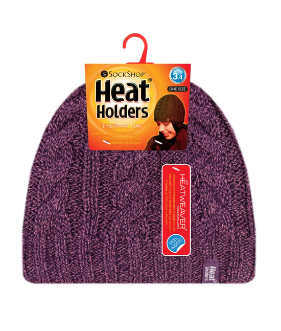 Heat Holders Thermische kabelgebreide wintermuts voor dames - Paars - Image 2