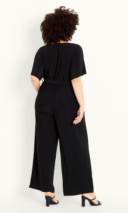EVANS Women's Wrap Tie Belt Jumpsuit - black