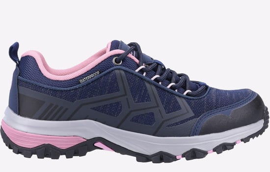 Cotswold Wychwood Low Gerecycleerd Plastic+Synthetisch Pu Dames Navy/Roze Wandelschoenen - Image 1