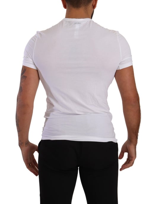 Dolce & Gabbana Heren Witte Ronde Hals Katoenen Stretch T-shirt - Image 3
