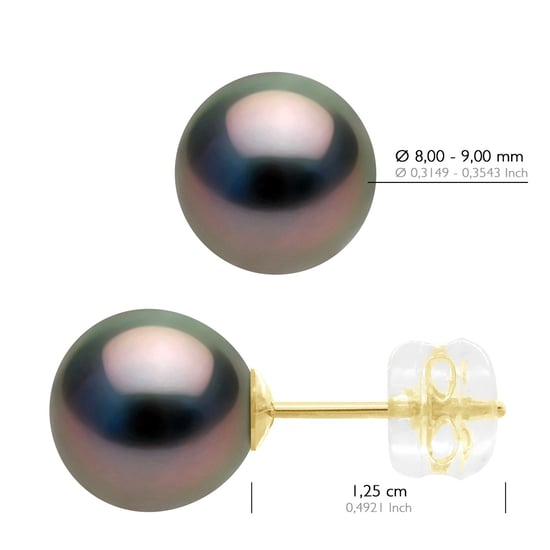 Oorbellen - Geel Goud 375 - Echte Gecultiveerde Tahiti Peren Rond 8-9 mm - Image 2