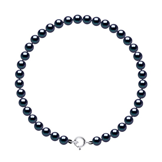 DIADEMA - Bracelet - Real Freshwater Pearls - Black - White Gold