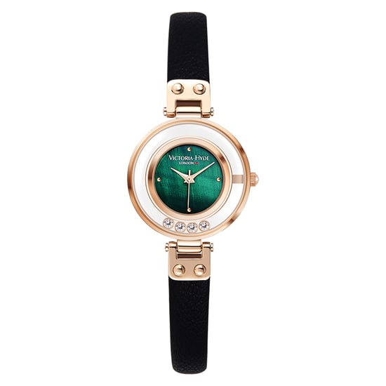 VICTORIA HYDE Dames Horloges Kleine Wijzerplaat Analoge Quartz Vrouw Horloges met Clear Crystal Elegante Gouden Horloge voor Vrouw, groen zwart - Image 1