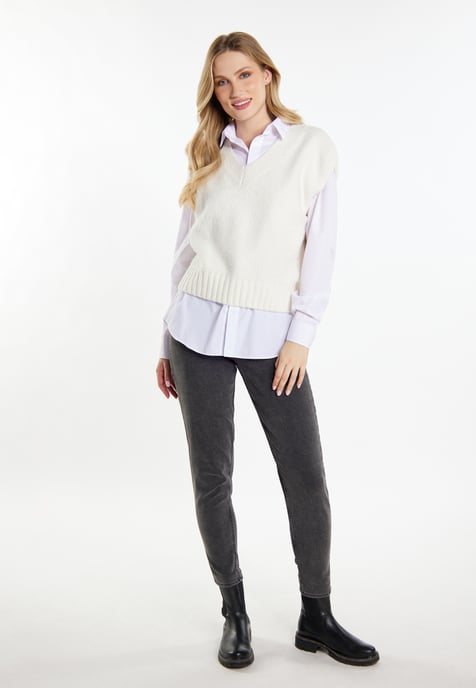 Dreimaster Slipover Dames wolwit - Image 2