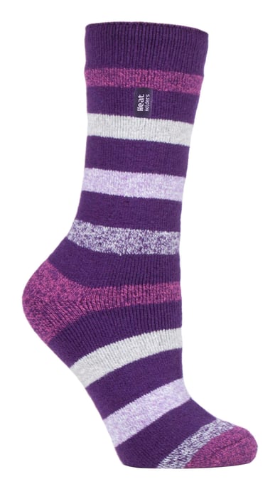 Heat Holders Lite - Geïsoleerde thermo damessokken - Purple Stripe (Jasmine) - Image 1