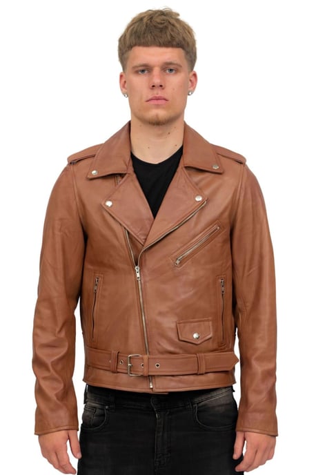 Mens Classic Brando Leather Biker Jacket-Antalya
